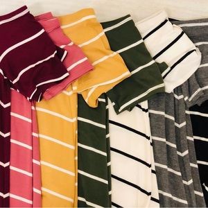 Eden In Love Eden Lilly Off Shoulder 3/4 Sleeve Green and White Blouse Size M